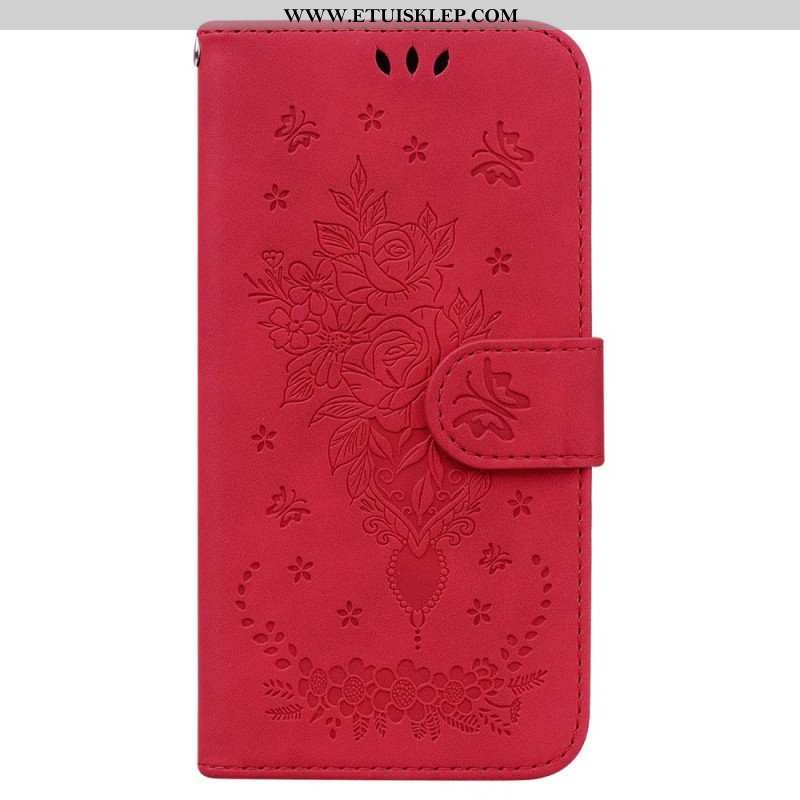 Etui Na Telefon Pokrowce do Xiaomi 13 Pro z Łańcuch Wiązane Róże I Motyle